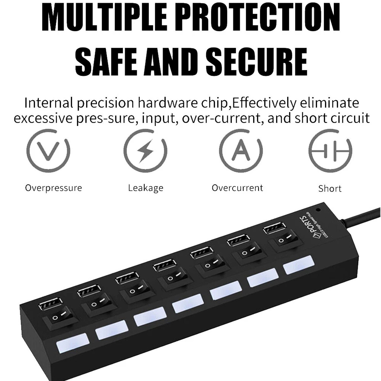 7 Port USB Hub – 7-in-1 Individual Switches, LED Indicators | Compshop