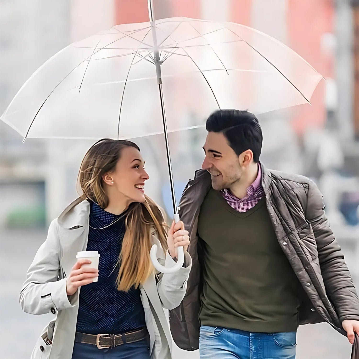 Transparent Dome Umbrella – Windproof with Comfortable Curved Handle