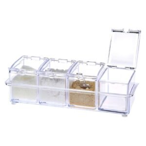 Acrylic Spice Rack – 4-Compartment Clear Seasoning Box | Lunchie Bunchie
