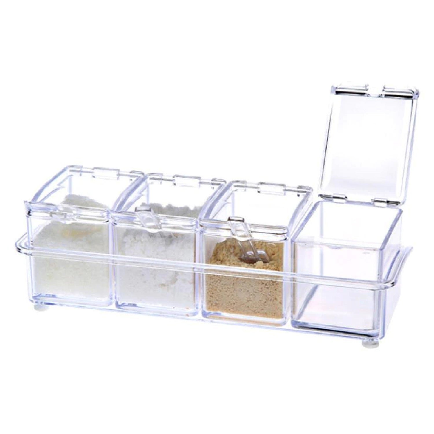 Acrylic Spice Rack – 4-Compartment Clear Seasoning Box | Lunchie Bunchie