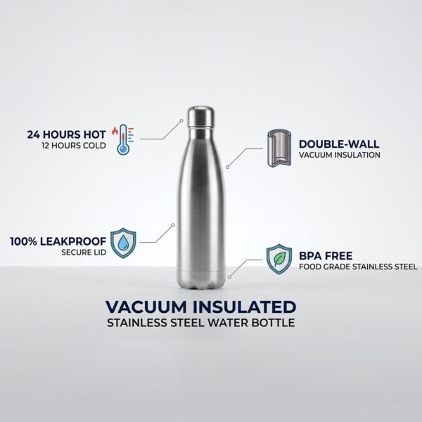 Stainless Steel Vacuum Insulated Water Bottle 1000 ML Hot Cold Flask (1 Pc)