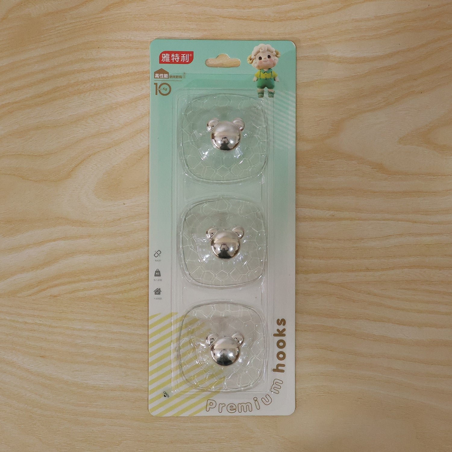 Adhesive Wall Hooks – Strong Clear Hold, No Damage 3 Pc Set