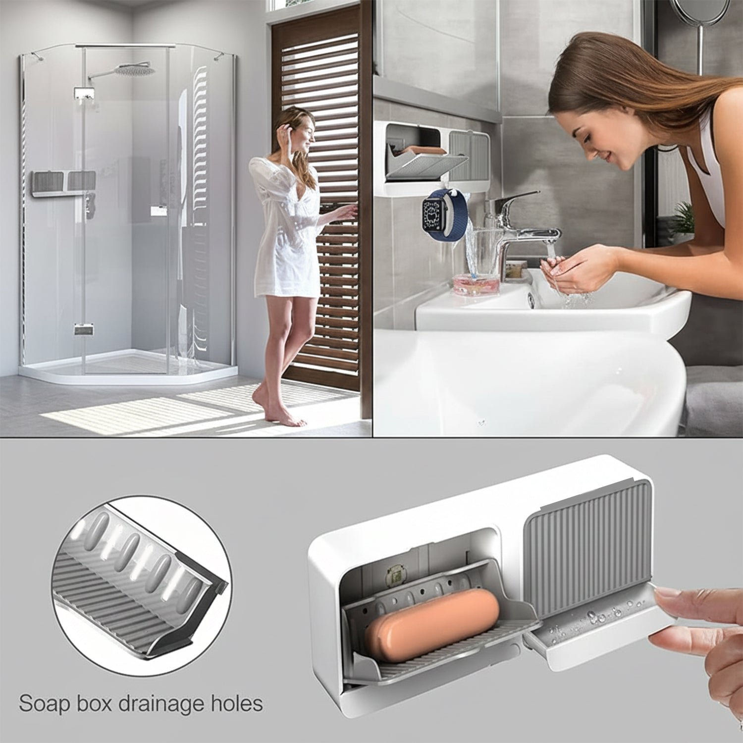 Bathroom Storage Organizer – Wall Mounted 4-Compartment Soap Holder