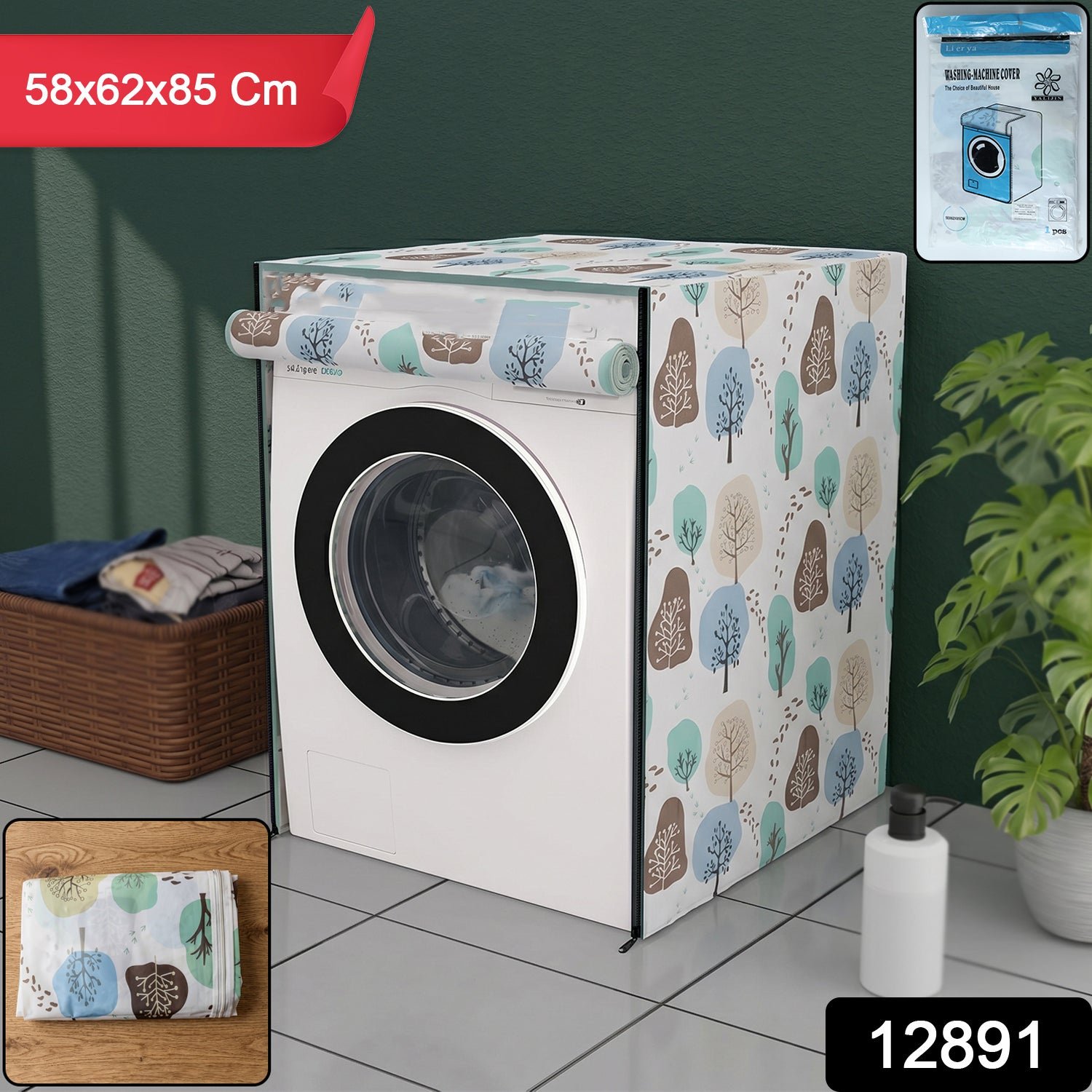 Washing Machine Cover 58x62x85 cm – Dustproof PEVA | Velvet Wipe