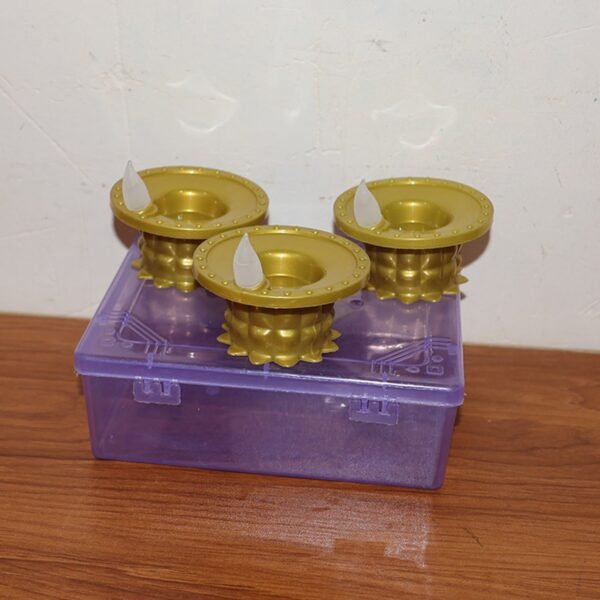 Water Sensor LED Diyas Set – Flameless Golden for Festive Decor