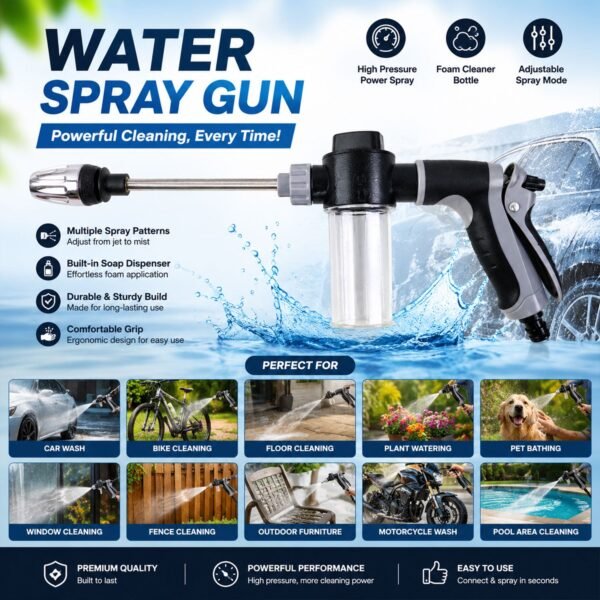 High Pressure Water Spray Gun – Powerful Cleaning Tool for Car & Garden