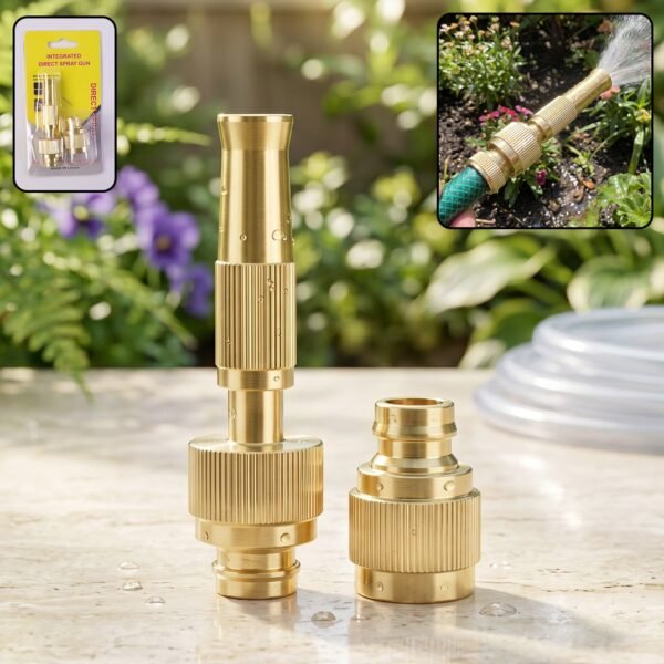 Golden Brass Garden Hose Water Nozzle Spray Gun with Quick Connect...