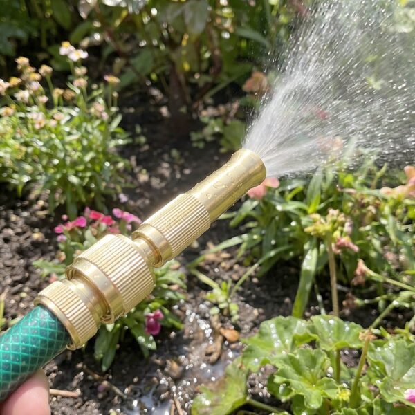 Golden Brass Garden Hose Water Nozzle Spray Gun with Quick Connect...