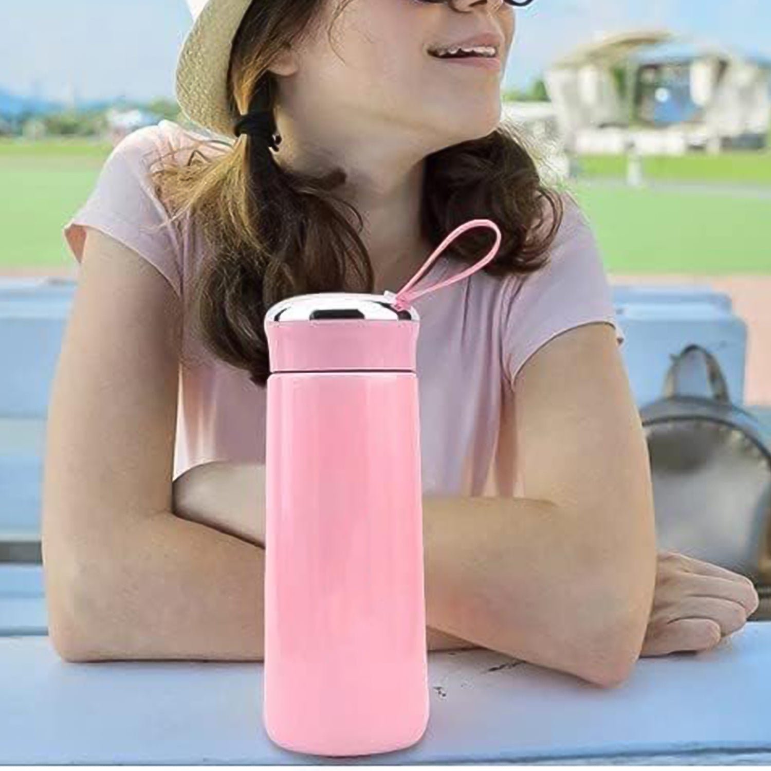 Water-bottle-03 400ml Pink Glass Water Bottle – Leakproof & BPA-Free