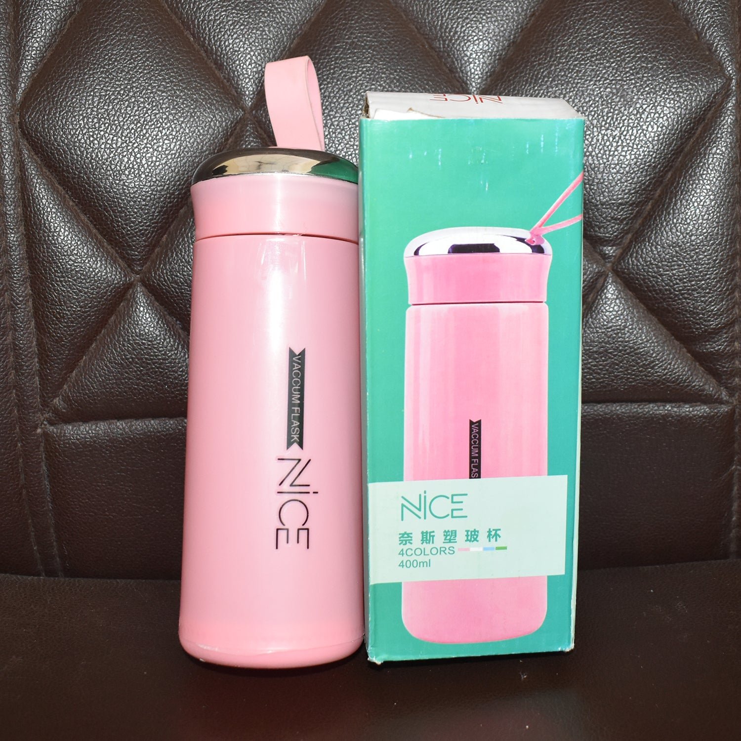 Water-bottle-07 400ml Pink Glass Water Bottle – Leakproof & BPA-Free