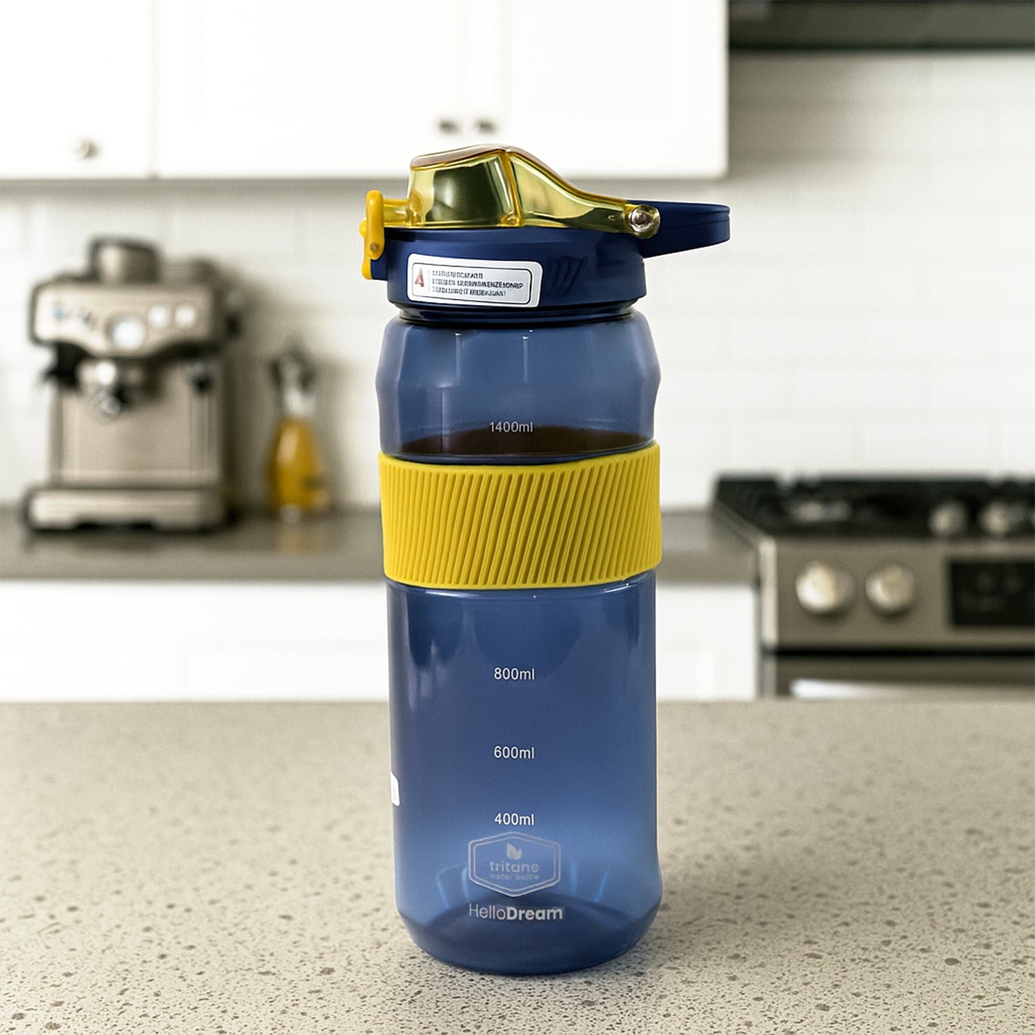 Sports Water Bottle 1400ml – Leakproof Flip Lock Lid with Straw