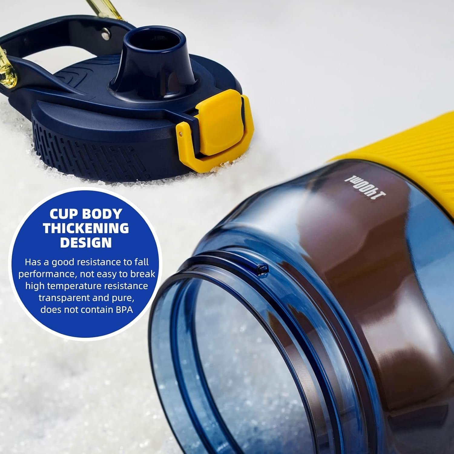 Sports Water Bottle 1400ml – Leakproof Flip Lock Lid with Straw