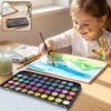 48 Color Solid Watercolor Palette Set with Brush for Art Painting (1 Set)