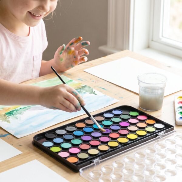 48 Color Solid Watercolor Palette Set with Brush for Art Painting (1 Set)