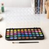 48 Color Solid Watercolor Palette Set with Brush for Art Painting (1 Set)