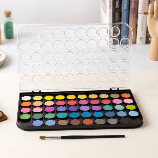 48 Color Solid Watercolor Palette Set with Brush for Art Painting (1 Set)