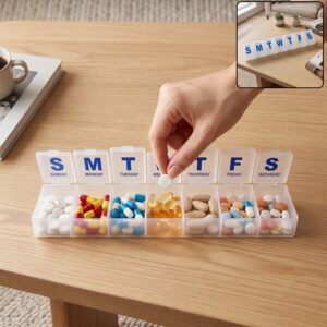 7 Day Weekly Plastic Pill Box Organizer with Daily Compartments (1 Pc)