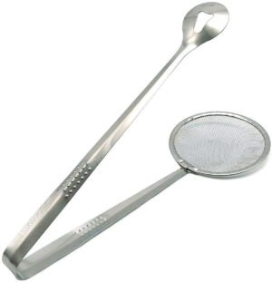 Frying Filter Spoon – 2-in-1 Stainless Steel with Clip | Quickslice