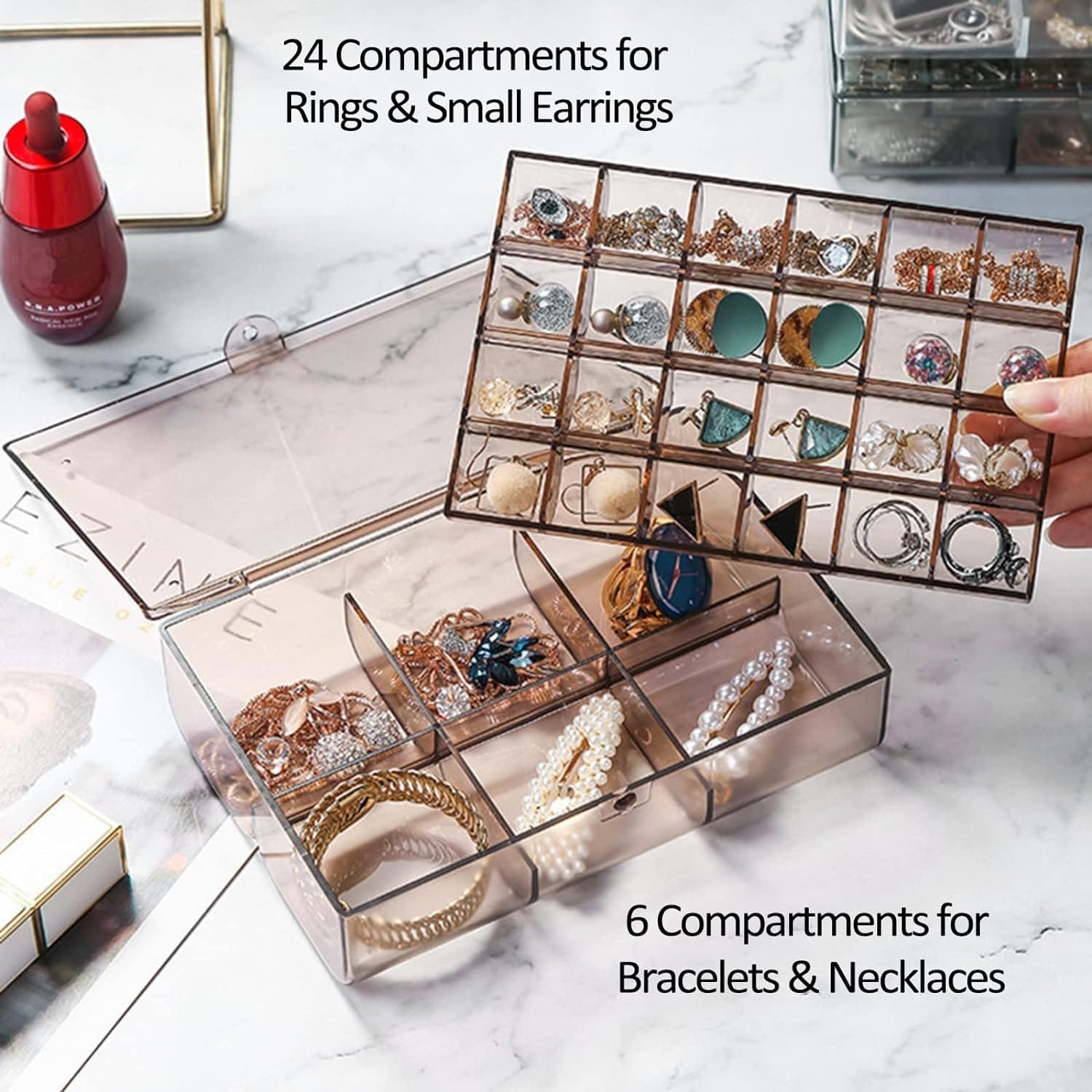 Acrylic Jewelry Box – 30 Compartment Dustproof Organizer | Organivo