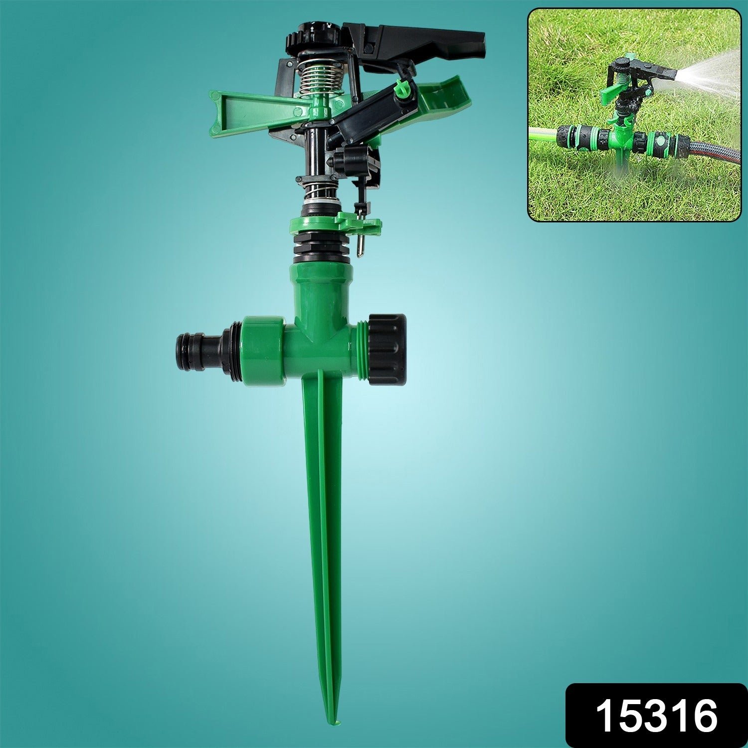 360-Degree Rotating Garden Impact Sprinkler – Adjustable Water Coverage