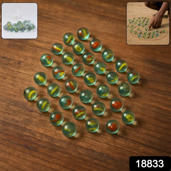 Classic Glass Marbles for Kids – Set of Approx 35 Vibrant Kanchas