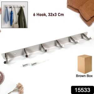 Stainless Steel Coat Rack 6-Hook – Durable & Rust-Resistant