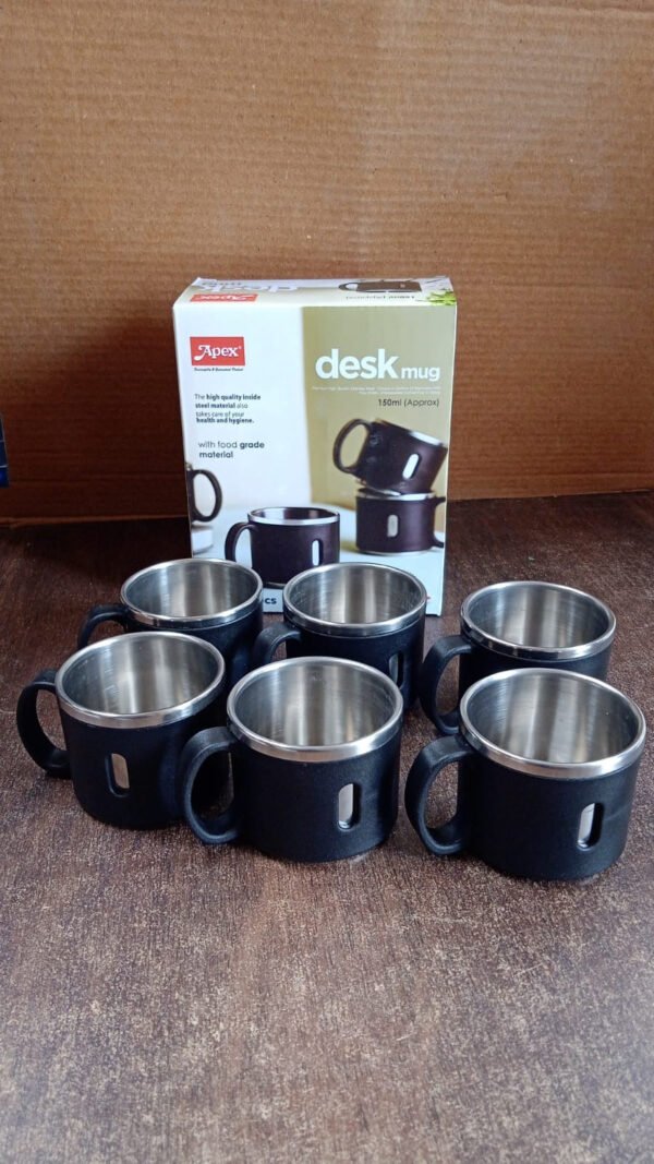 Stainless Steel Desk Mug Set – Durable 150ml Tea & Coffee Cups