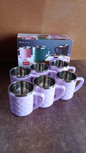 Stainless Steel Tea Cup Set – Elegant 200 ml Double Wall Design