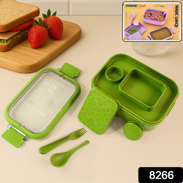 Magic Lunch Box – Leakproof Compartments with Spoon-Fork Set
