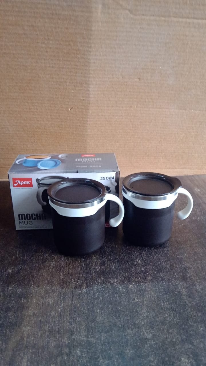 Mocha Mug Set – Premium 250ml Insulated Coffee Cups with Lid