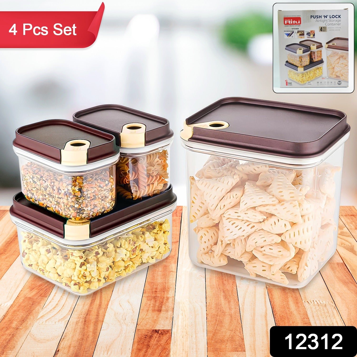 Airtight Food Storage Container Set – 4 Pc Vacuum Seal Jars