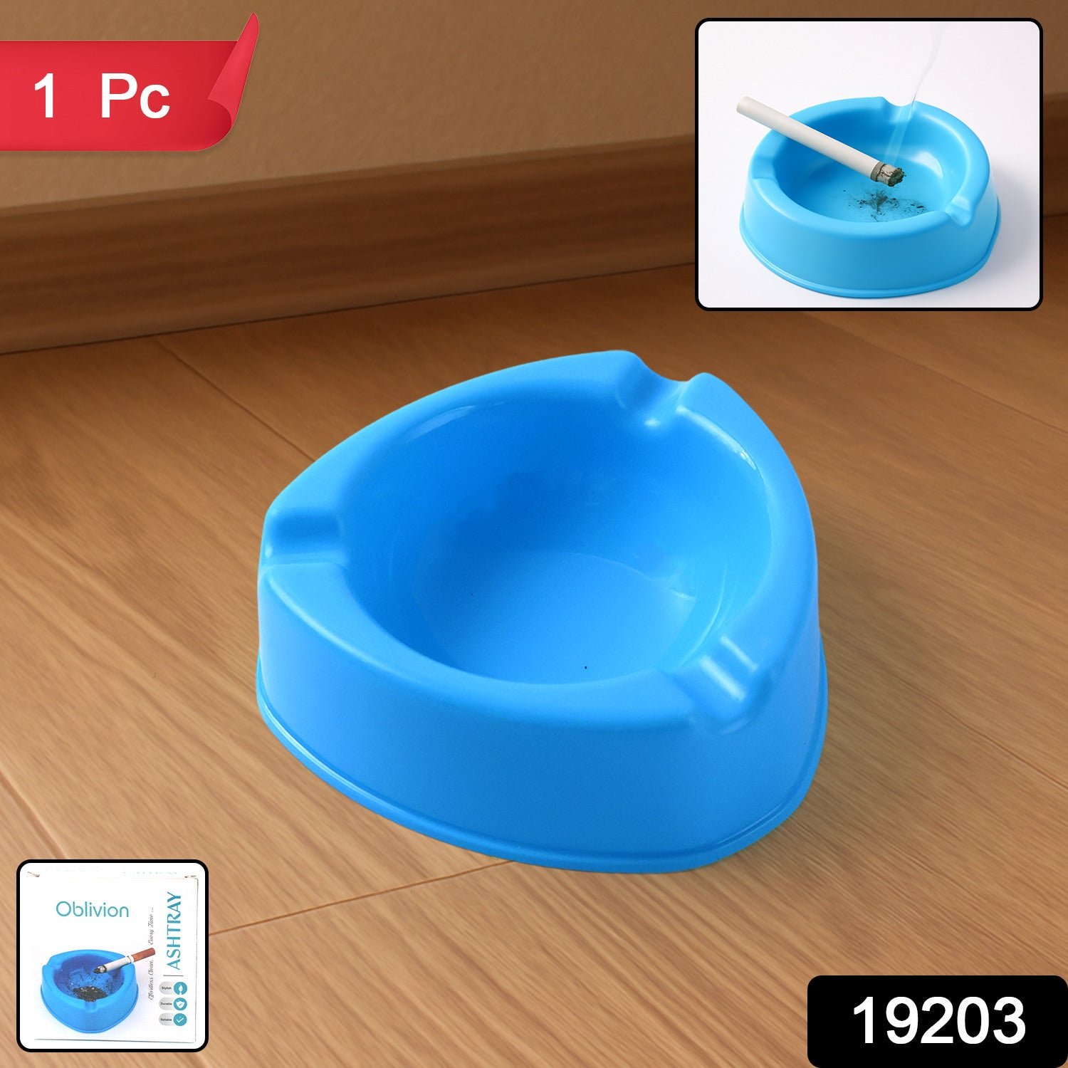 Plastic Ashtray – Durable Wide Bowl with 3 Cigarette Slots