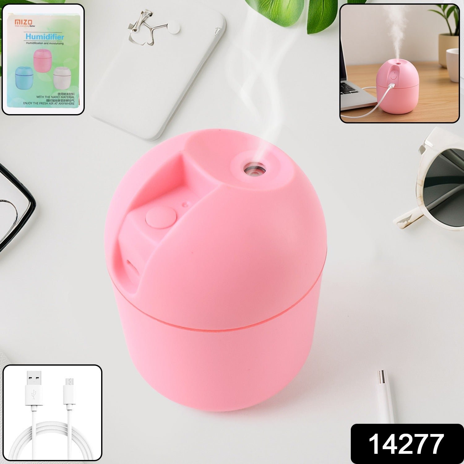 USB Mini Air Humidifier – Portable 250ml Quiet Cool Mist with LED