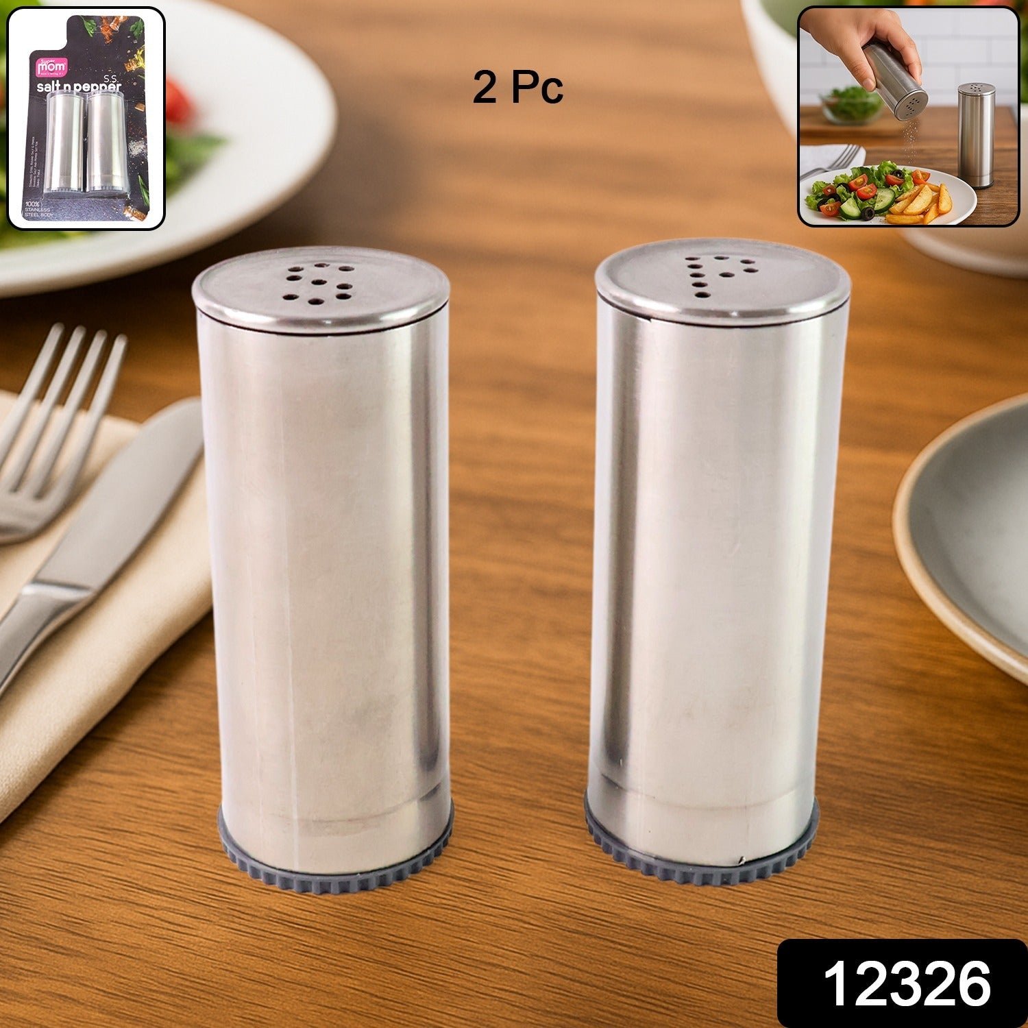Stainless Steel Salt and Pepper Shaker Set – Durable & Stylish 2 Pc