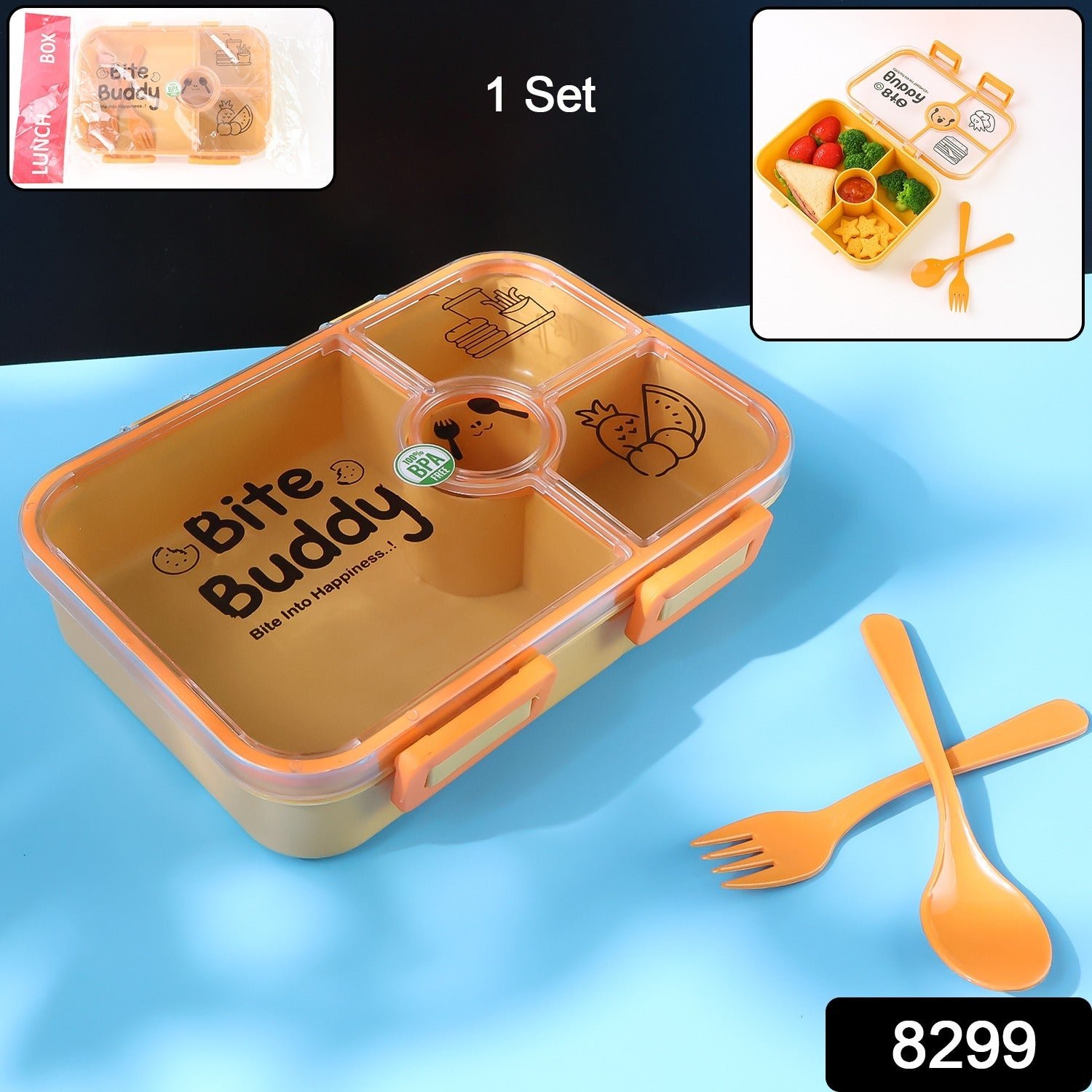 4-Compartment Leak-Resistant Lunch Box – BPA-Free with Cutlery