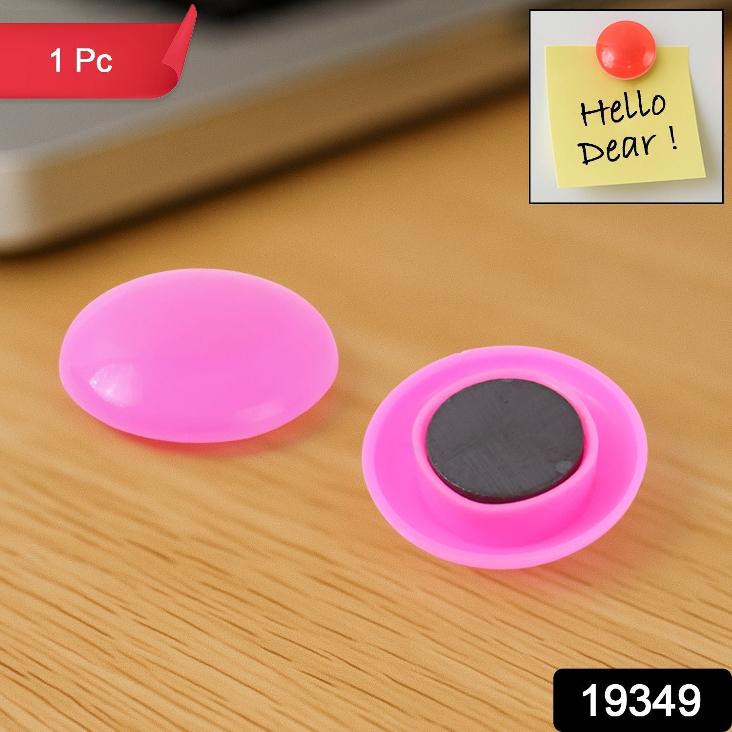 Pink Board Magnet Button – Durable 30mm Plastic Circle