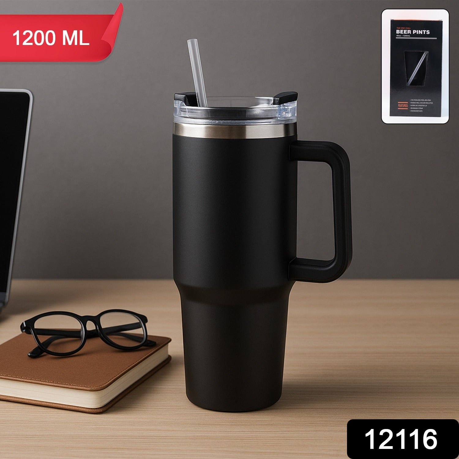 1200ML Stainless Steel Vacuum Insulated Travel Mug – Durable & Spill-Resistant