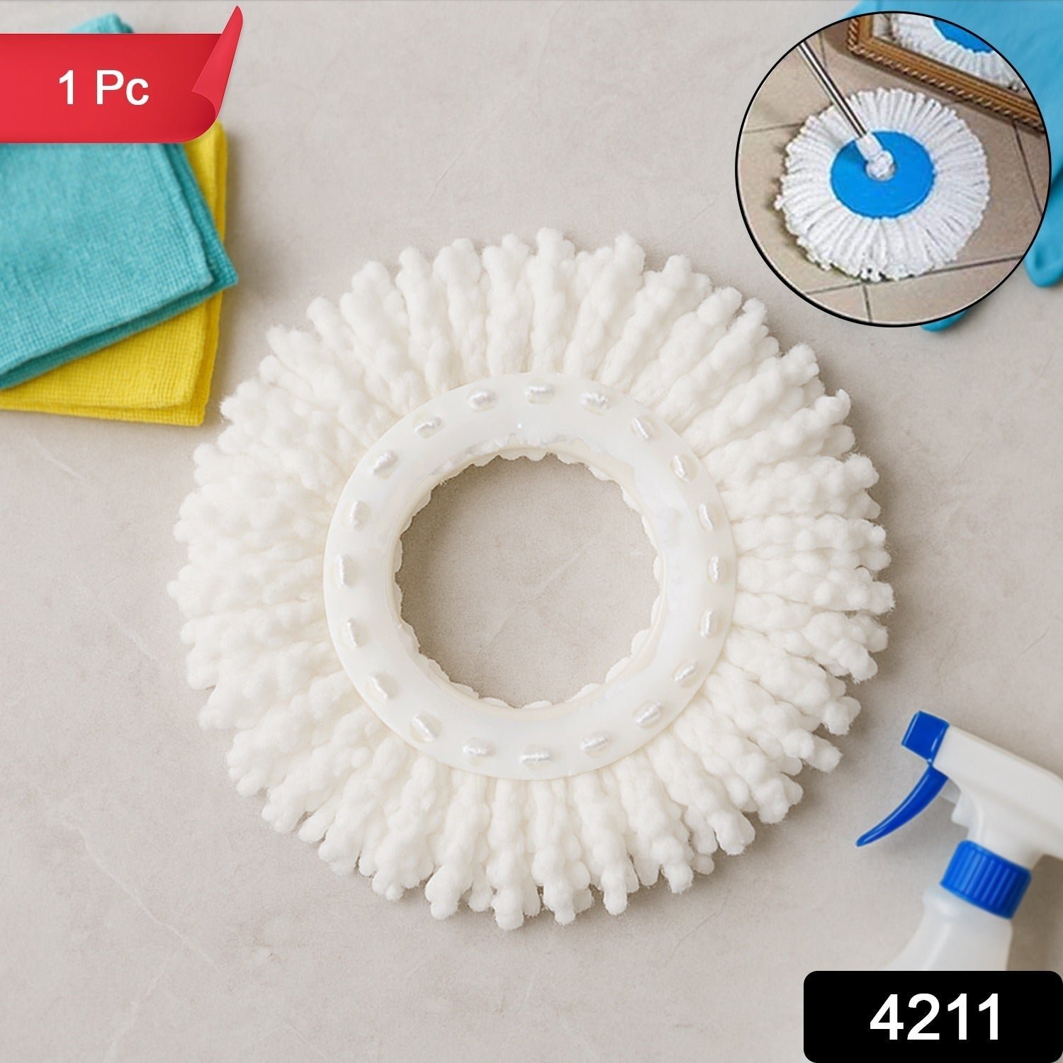 Microfiber Spin Mop Refill Head – Durable 360° Rotating Cleaning