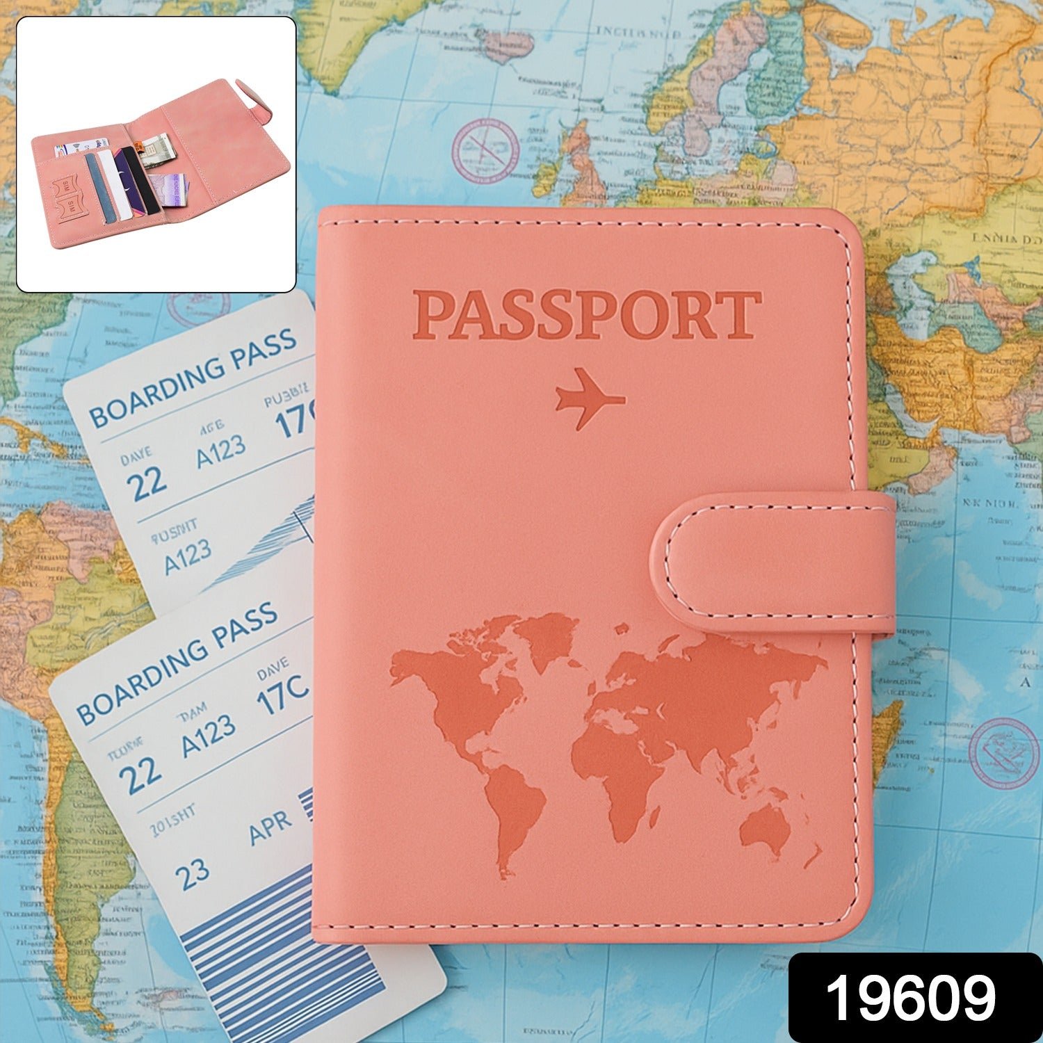 World Map Travel Passport Holder – Compact & Durable Organizer