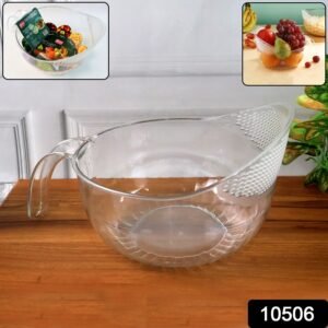 Transparent Plastic Bowl with Handle – Large Multipurpose Kitchen Basket