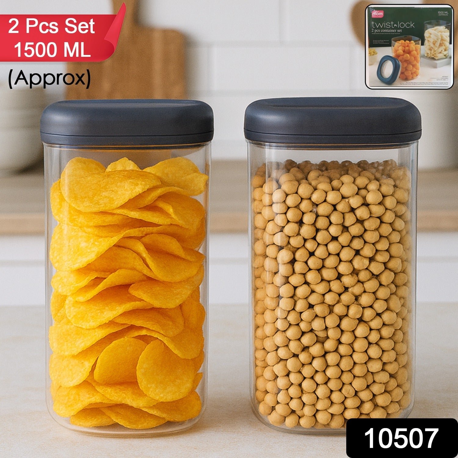 Airtight Kitchen Storage Containers – 2 Pc Set, 1500 ml Each