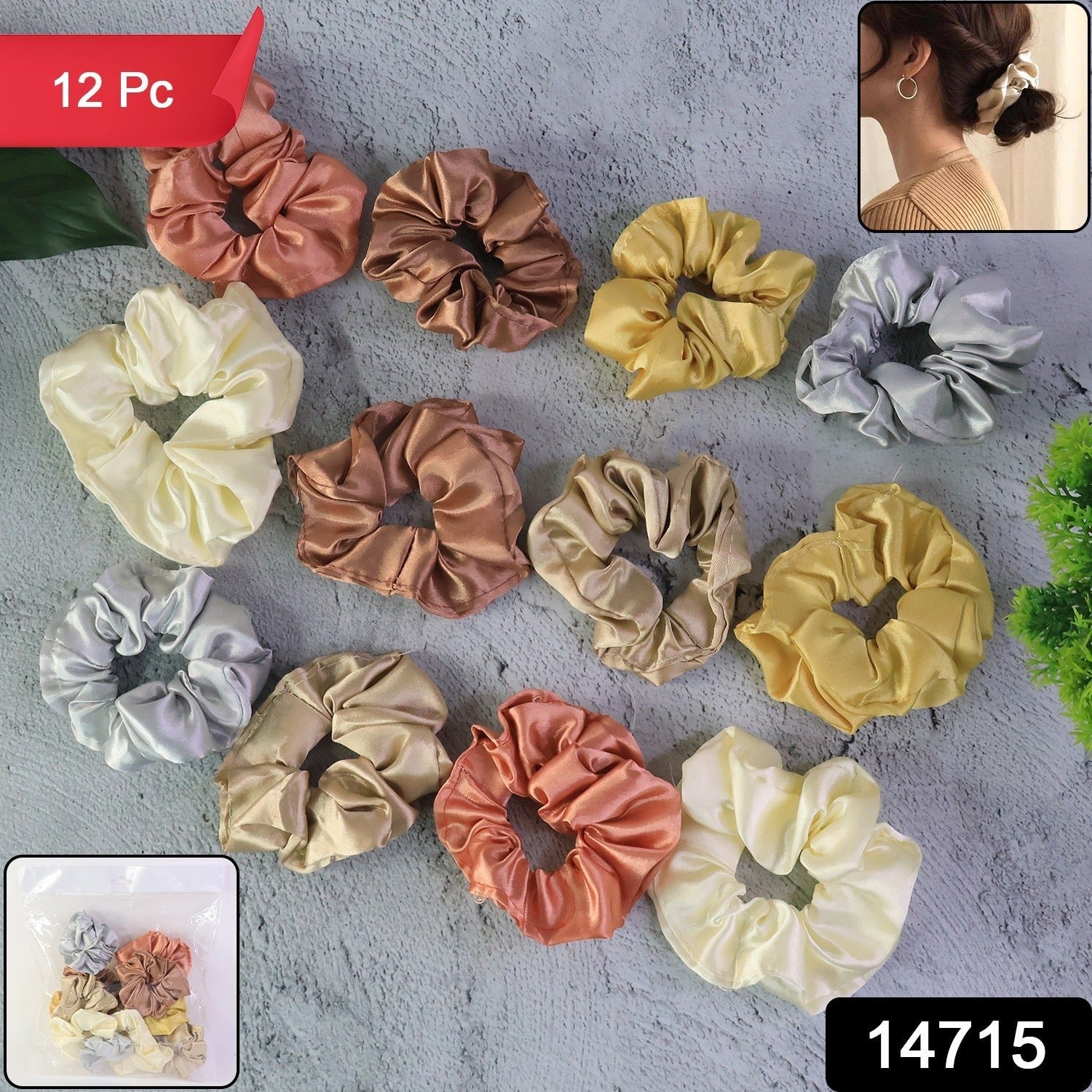 Satin Hair Scrunchies 12 Pc – Soft, Gentle Elastic Hair Ties