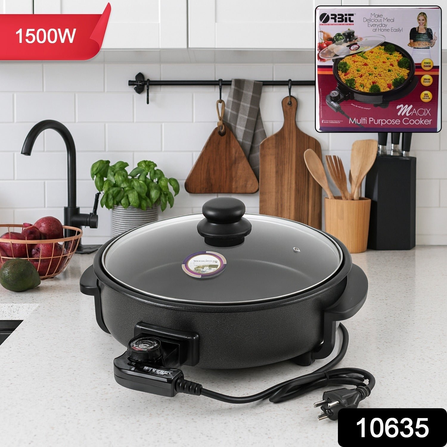 Electric Multi-Purpose Cooker – 1500W Powerful Non-Stick Pan