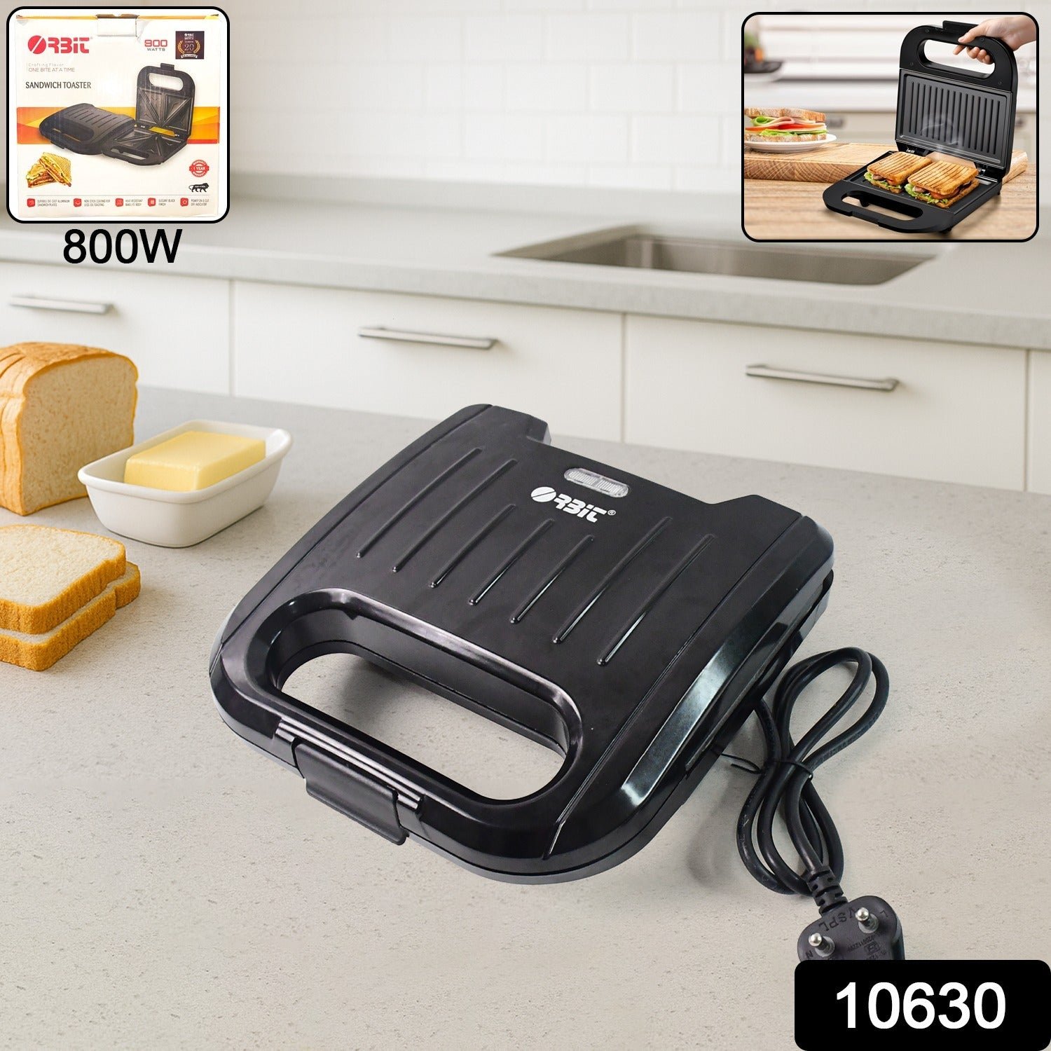 Sandwich Toaster – 800W Fast Toasting with Non-Stick Plates