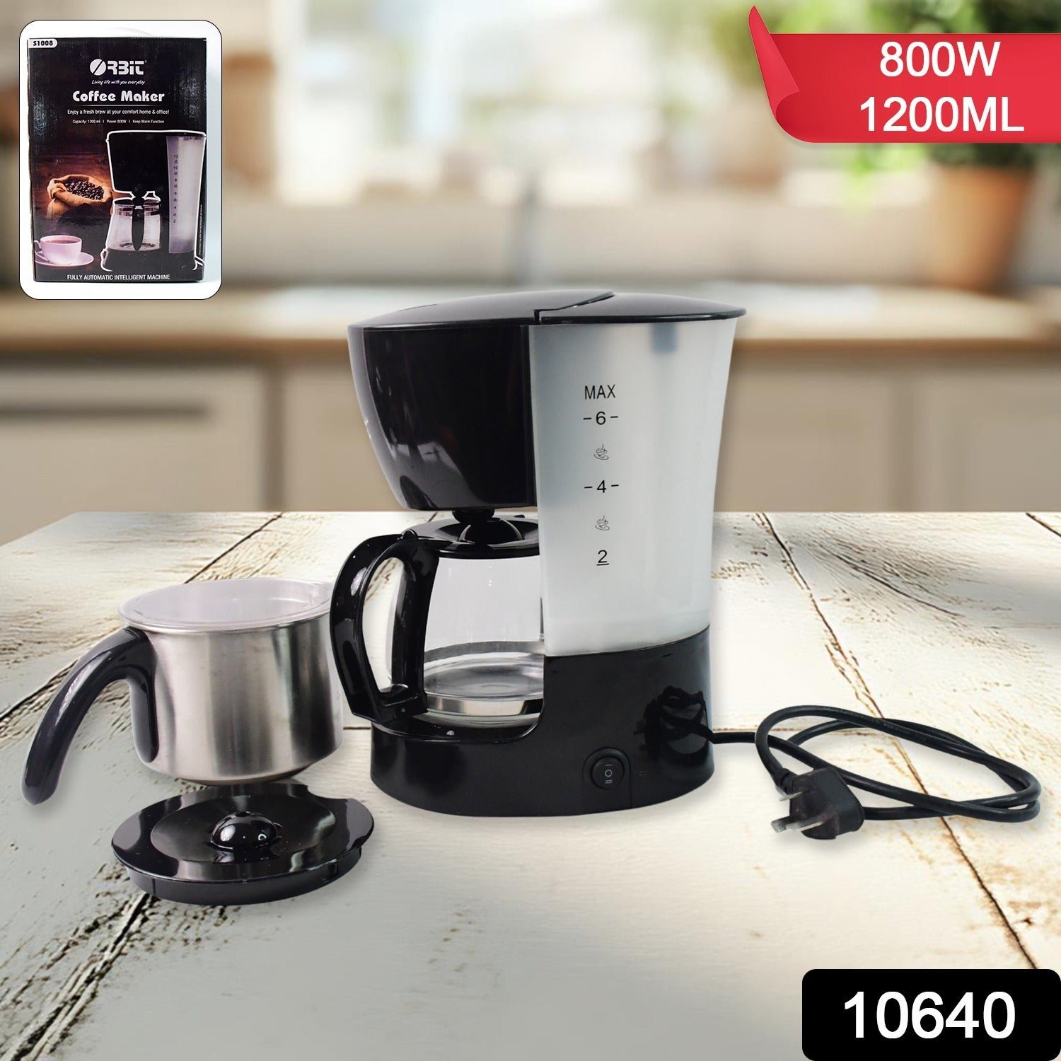 Automatic Drip Coffee Maker – 800W with 1200ML Capacity