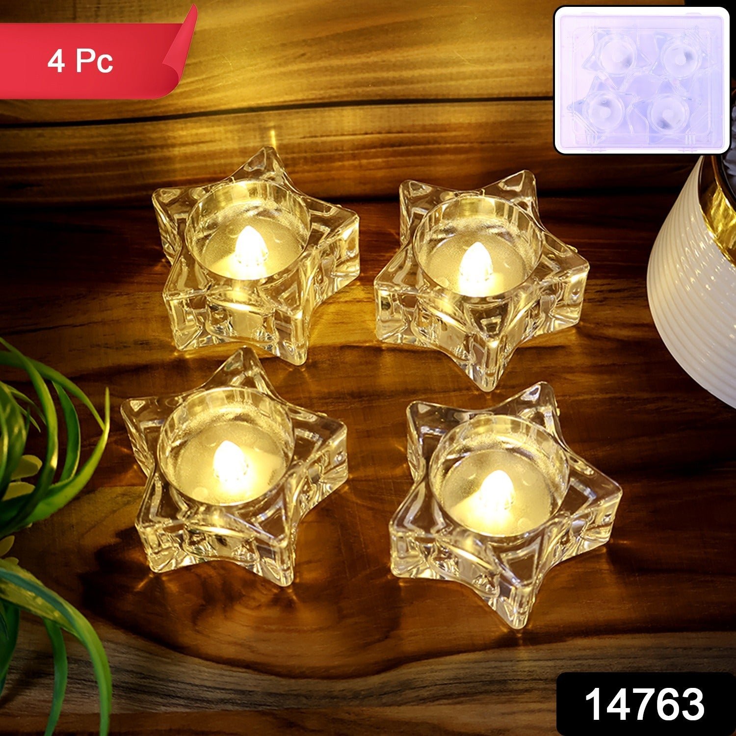 Star-Shaped LED Candles – Flameless Decorative Tealight Set