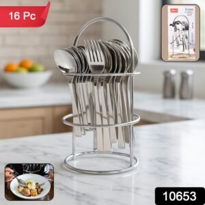 Stainless Steel Cutlery Set – 16-Piece with Elegant Stand