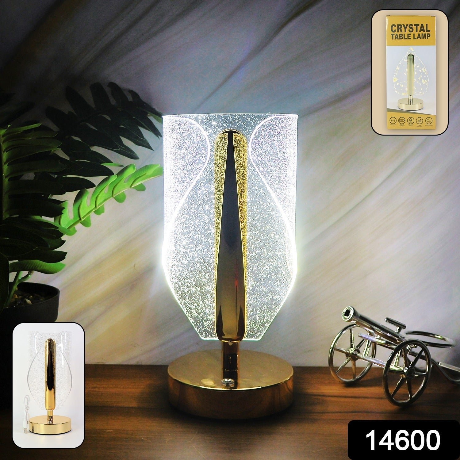 Crystal Table Lamp – Luxury LED with USB Charging