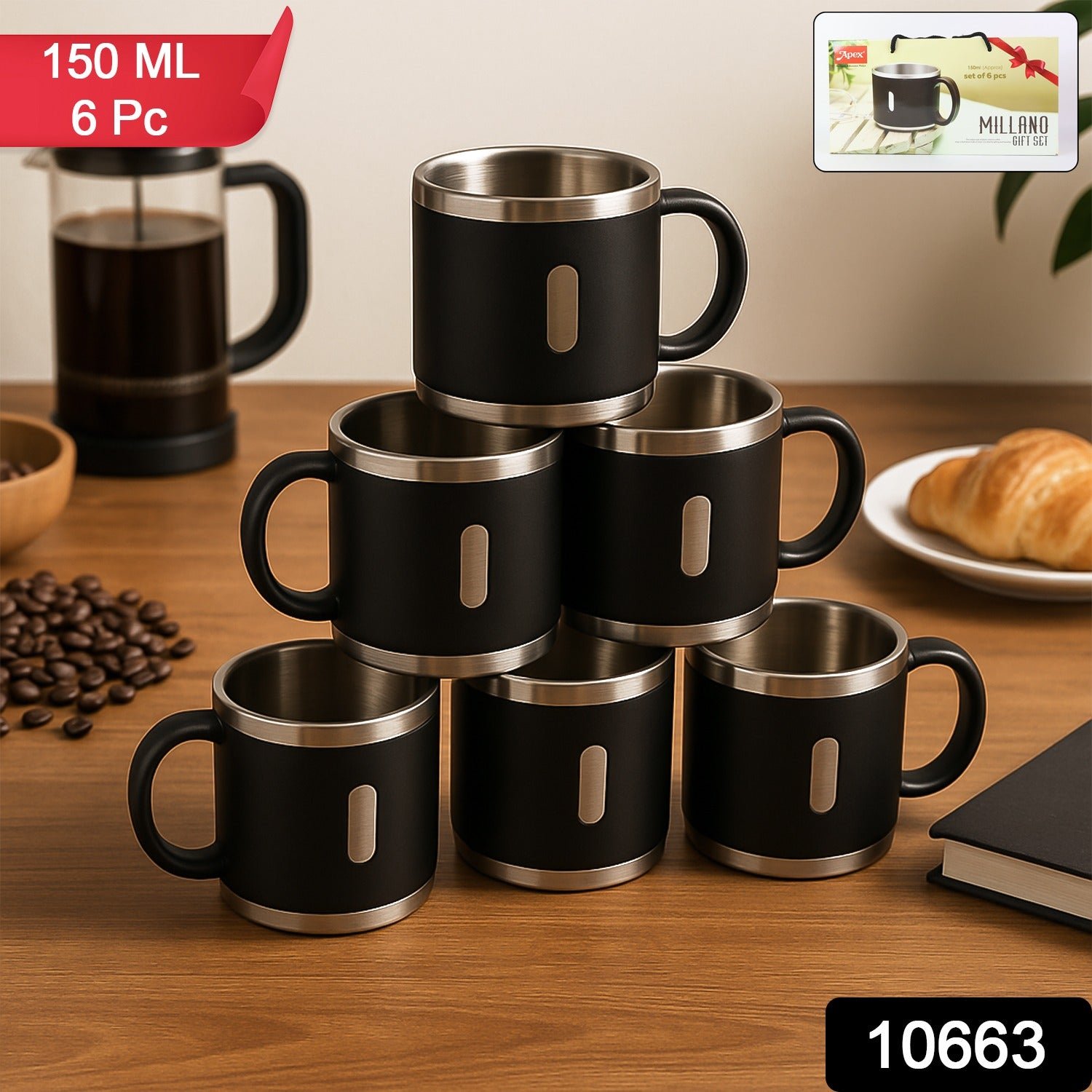 Double Wall Stainless Steel Coffee Mug Set – 150 ML, Insulated & Gift Ready