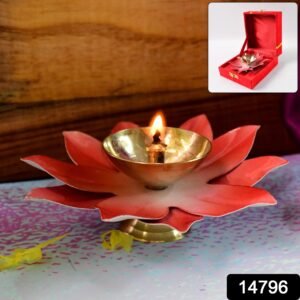 Brass Lotus Oil Diya – Elegant Spiritual Pooja Light